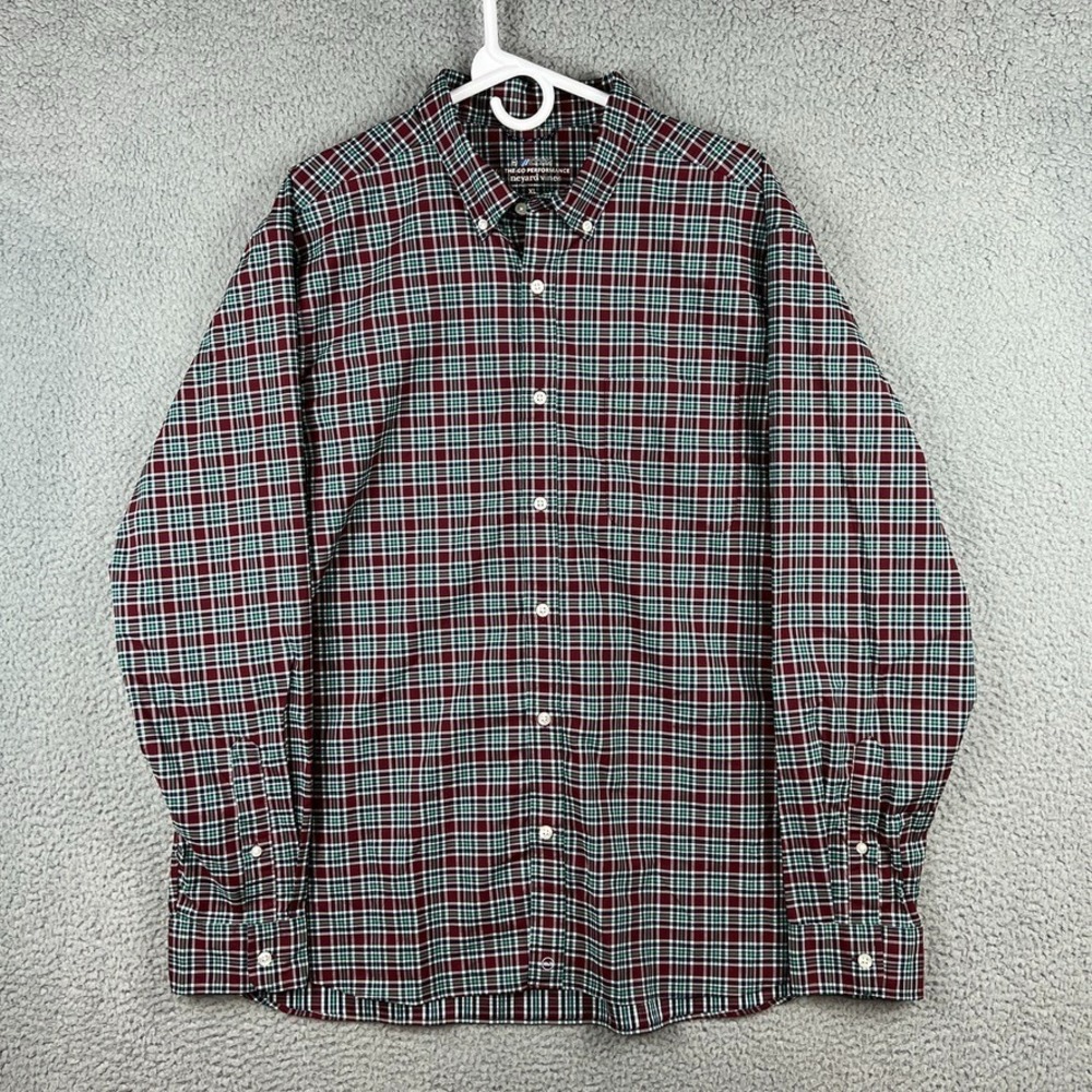 Vineyard Vines On The Go Shirt Mens XL Red Green Plaid Brrr OTG Performance‎